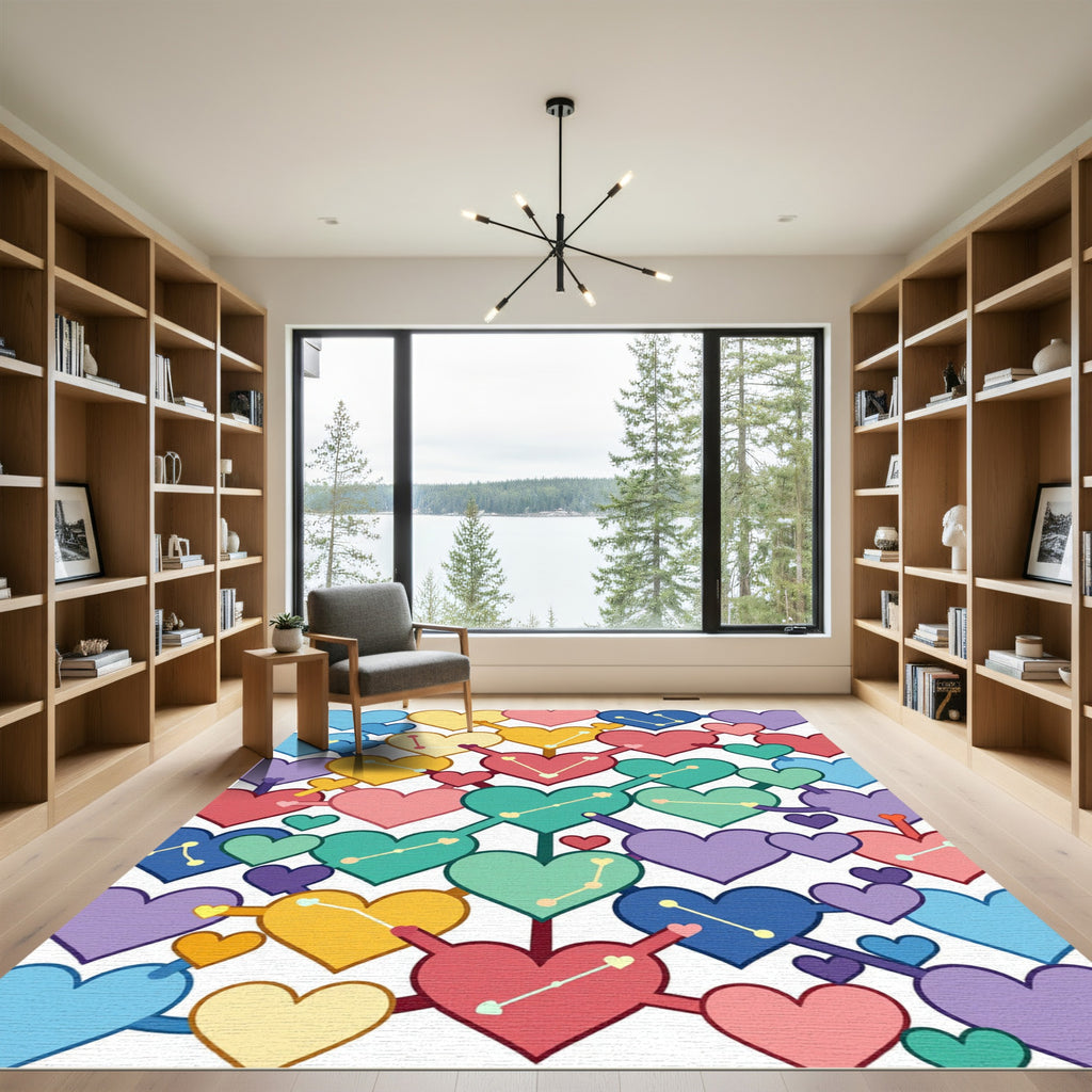 Playful Pastel Heart Constellation Grid Rug