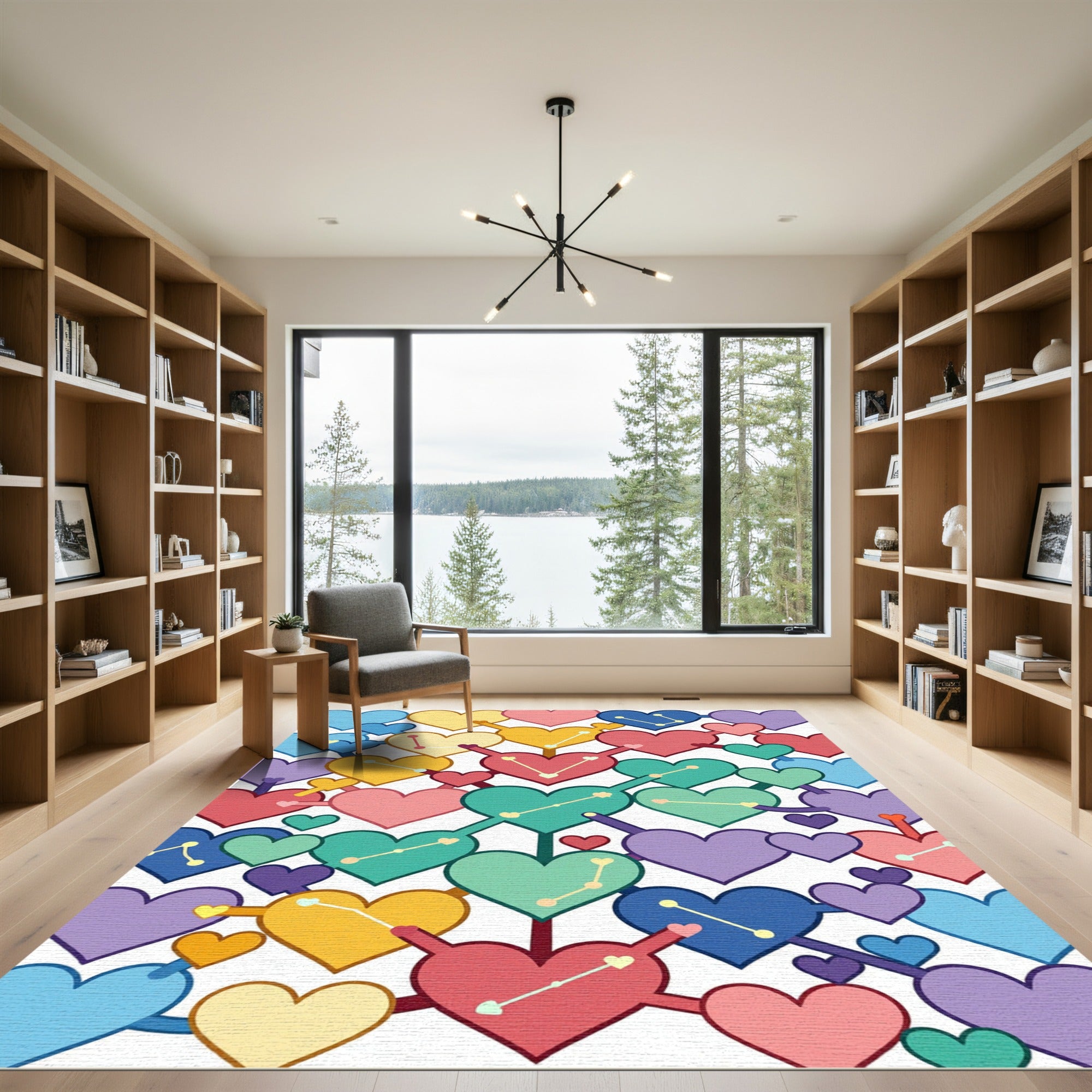 Playful Pastel Heart Constellation Grid Rug