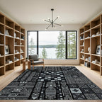 Chiseled Gray Tribal Totem Collage Rug