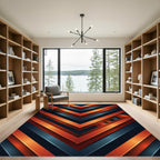 Orange Blue Chevron Layers Rug