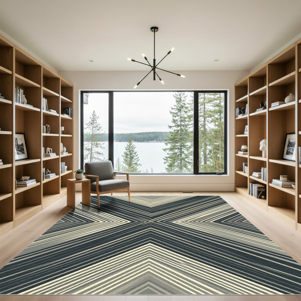 Cool Tones Chevron Lines Rug