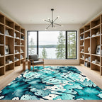 Teal Liquid Ink Abstract Splash Rug
