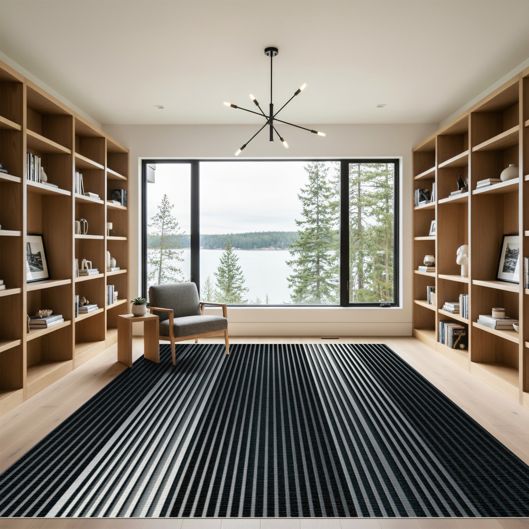Dark Gray Vertical Stripe Rug