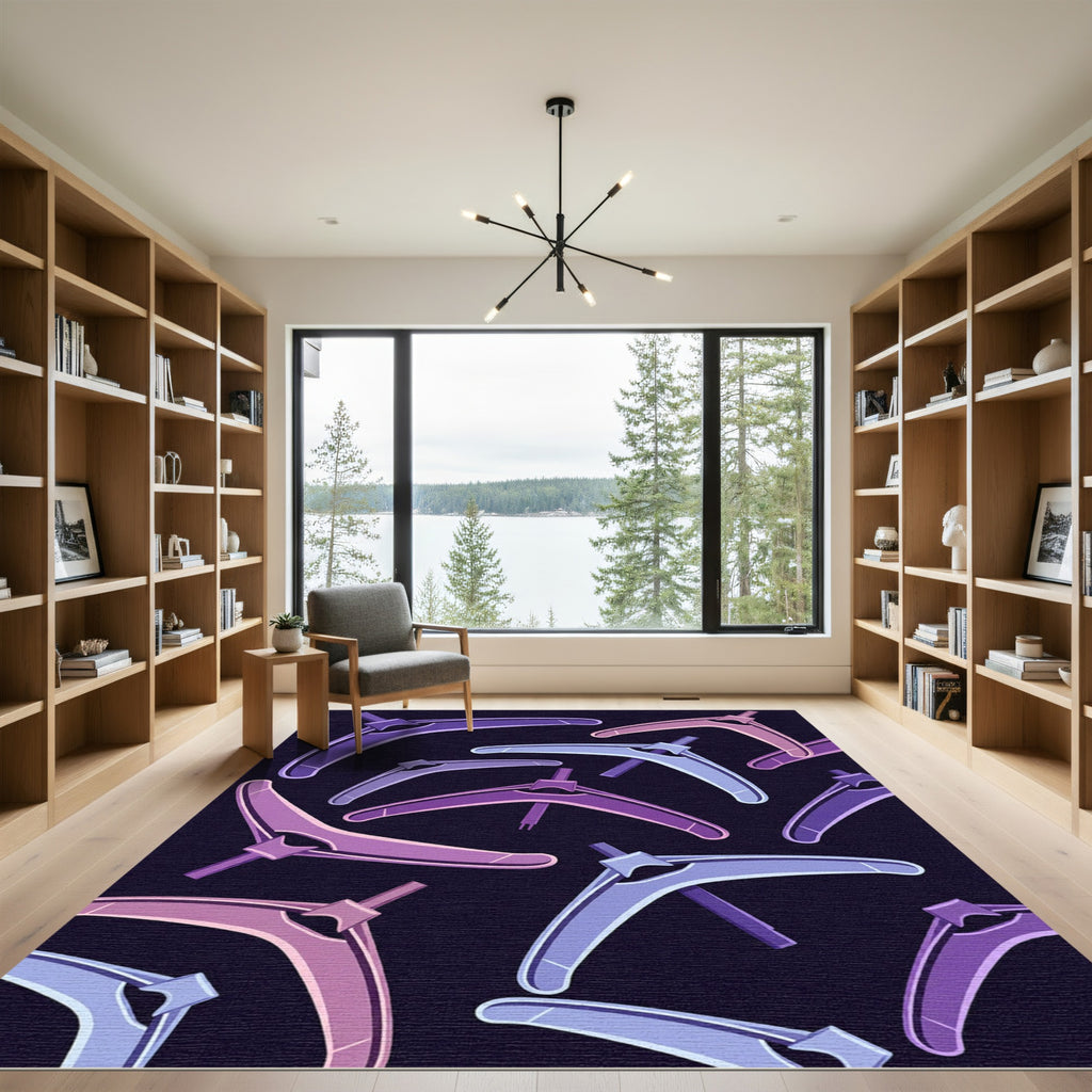 Violet Blue Boomerang Abstract Repetition Rug