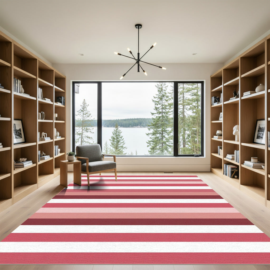 Modern Pink Stripe Horizontal Composition Rug