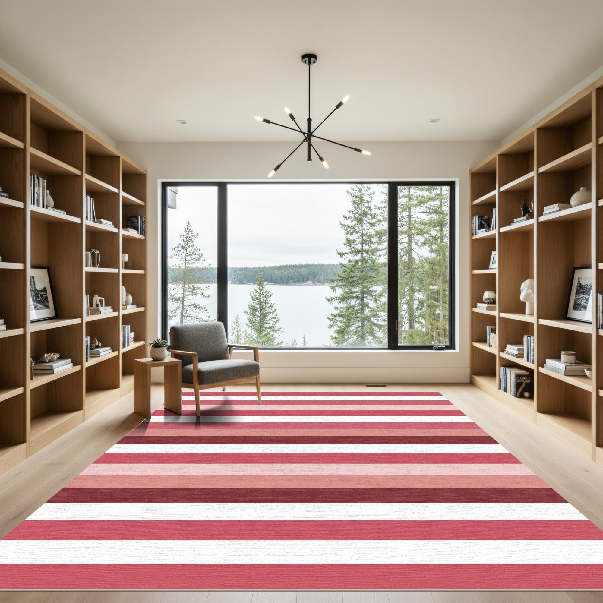 Modern Pink Stripe Horizontal Composition Rug