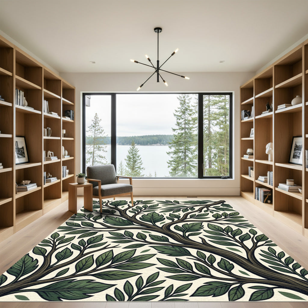 Elegant Verdant Forest Branch Canopy Rug