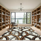 Elegant Brown Interlocking Lattice Rug