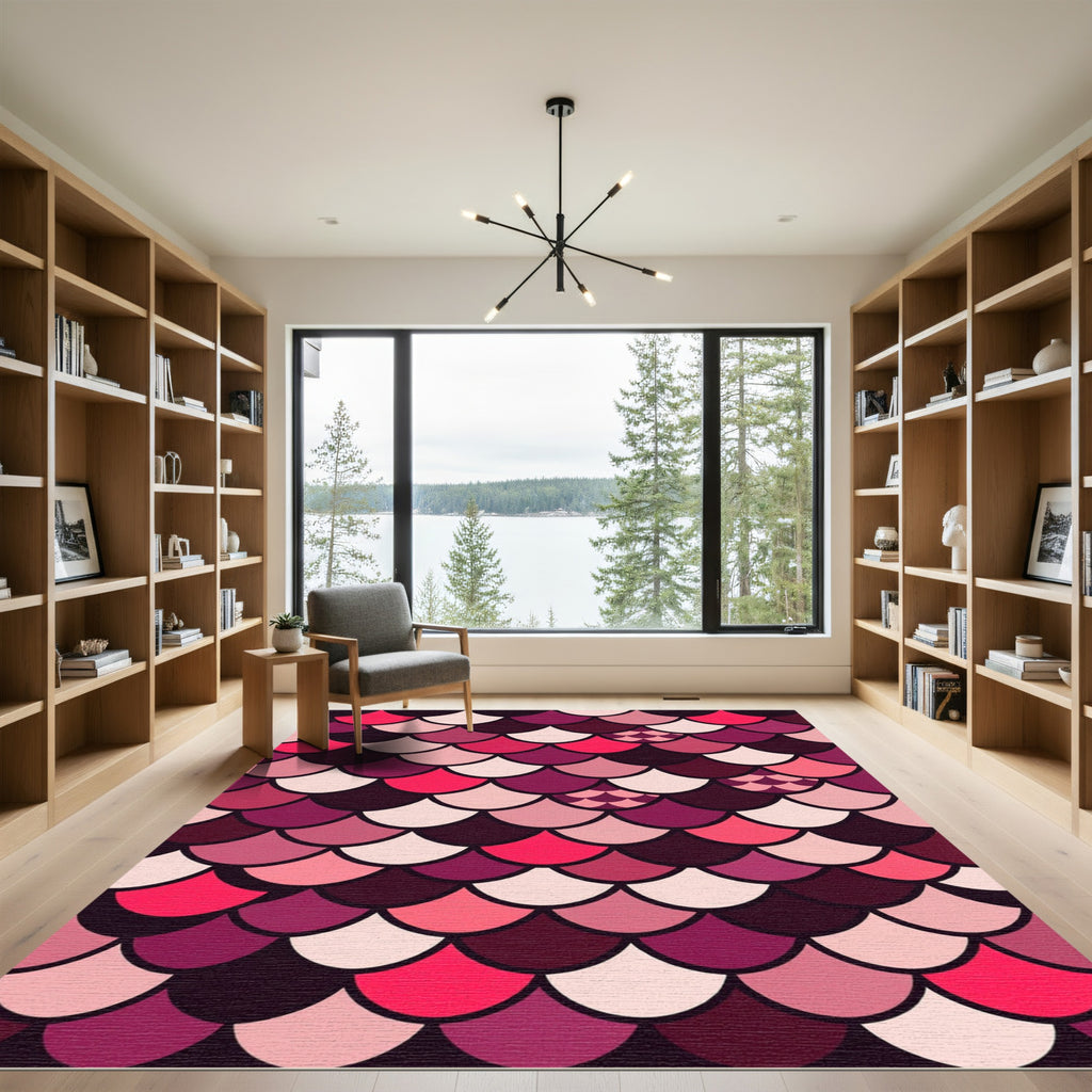 Pink Scalloped Fishtail Fish Scale Rug
