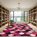Pink Scalloped Fishtail Fish Scale Rug