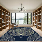 Aztec Celestial Gold Navy Sun Disc Rug
