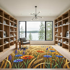 Golden Wheat Lavender and Blossom Meadow Rug