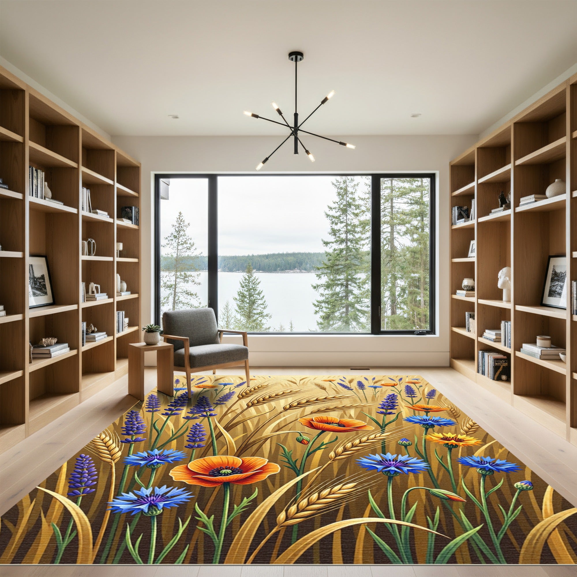 Golden Wheat Lavender and Blossom Meadow Rug