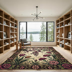 Vintage Floral Branch and Bloom Art Rug