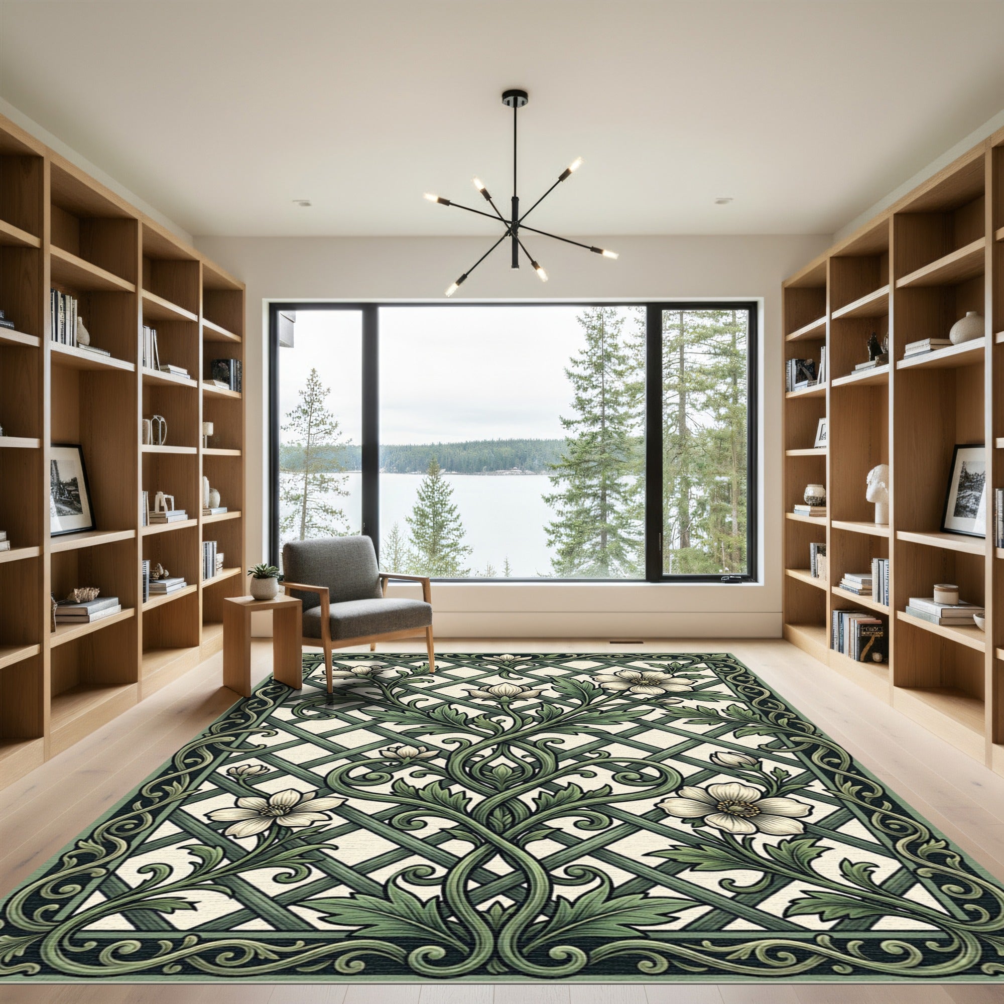 Sage Botanical Ivy Trellis Floral Rug