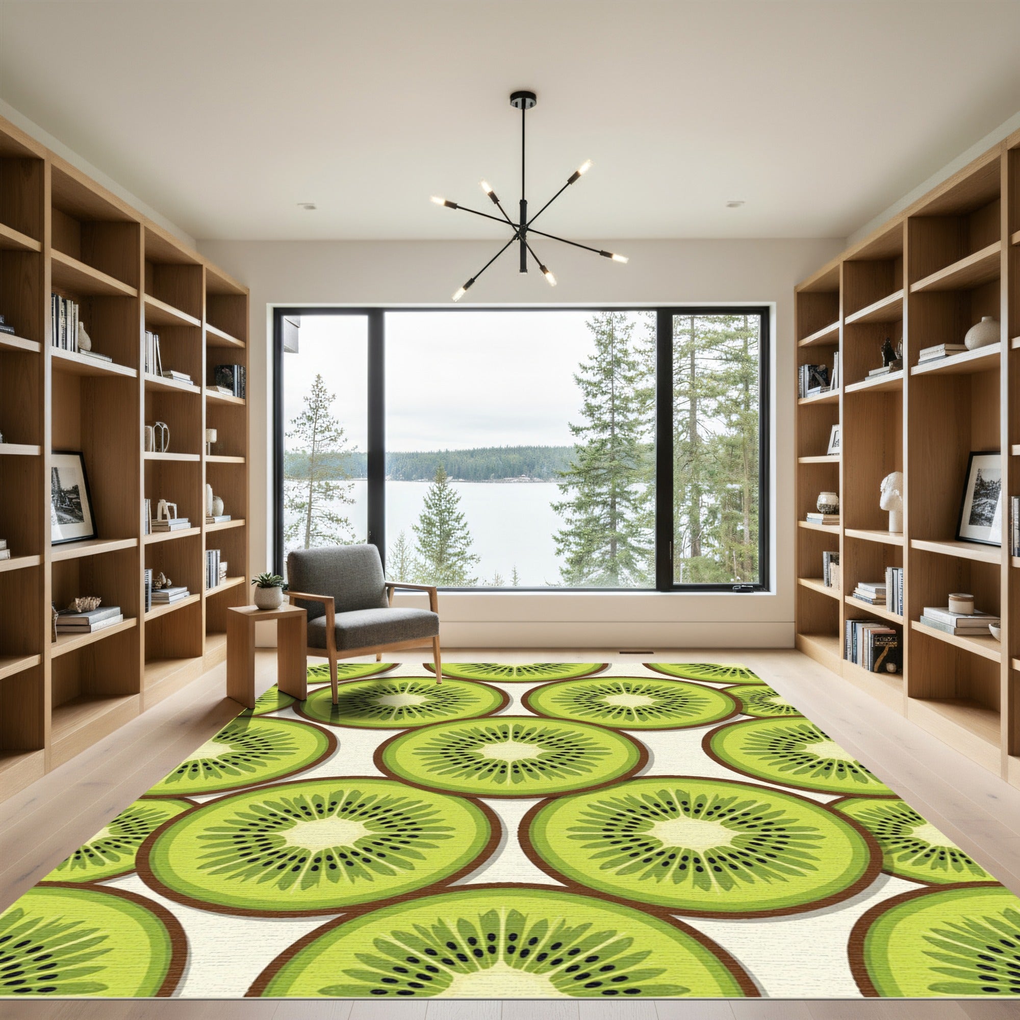 Vibrant Fresh Sliced Kiwi Fruit Rug
