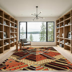 Geometric Terracotta Ziggurat Step Art Rug