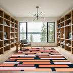 Modern Geometric Layered Coral Block Striped Rug