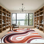 Modern Abstract Terracotta Swirl Art Rug