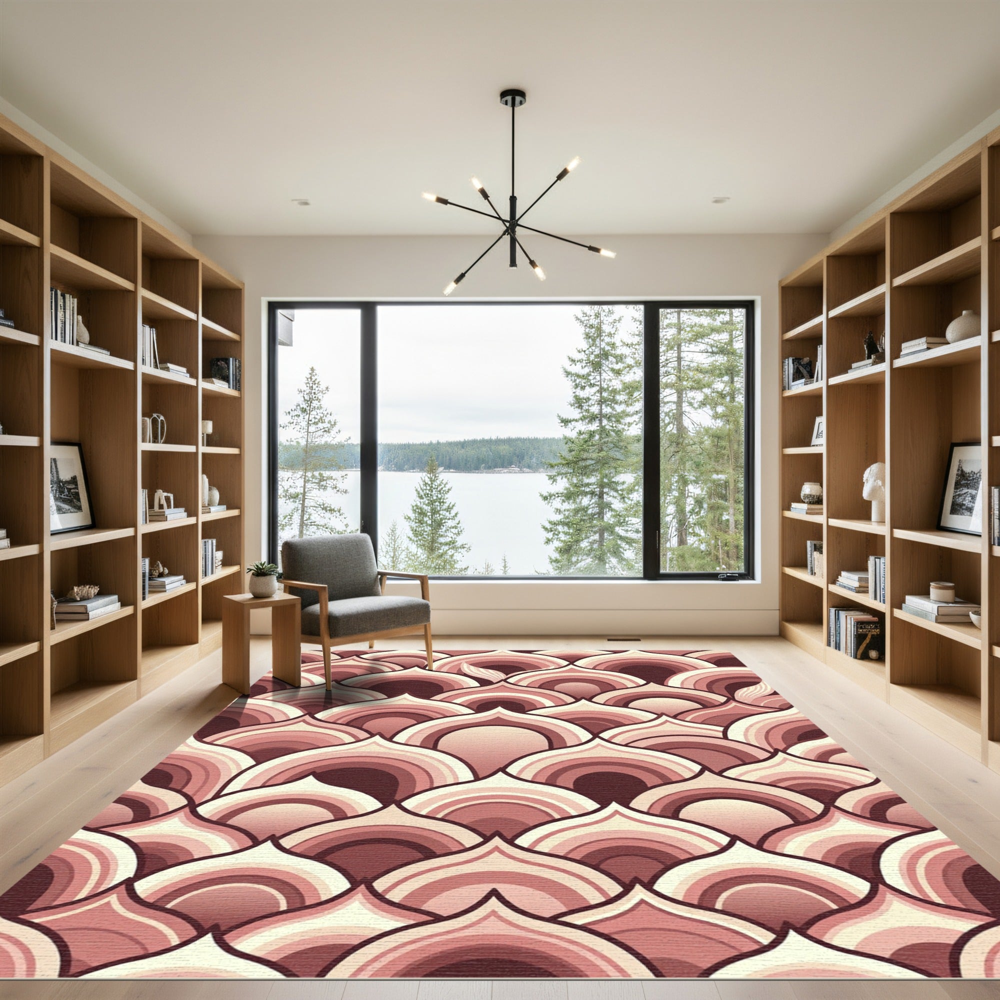 Art Deco Blush Scalloped Fan Abstract Rug