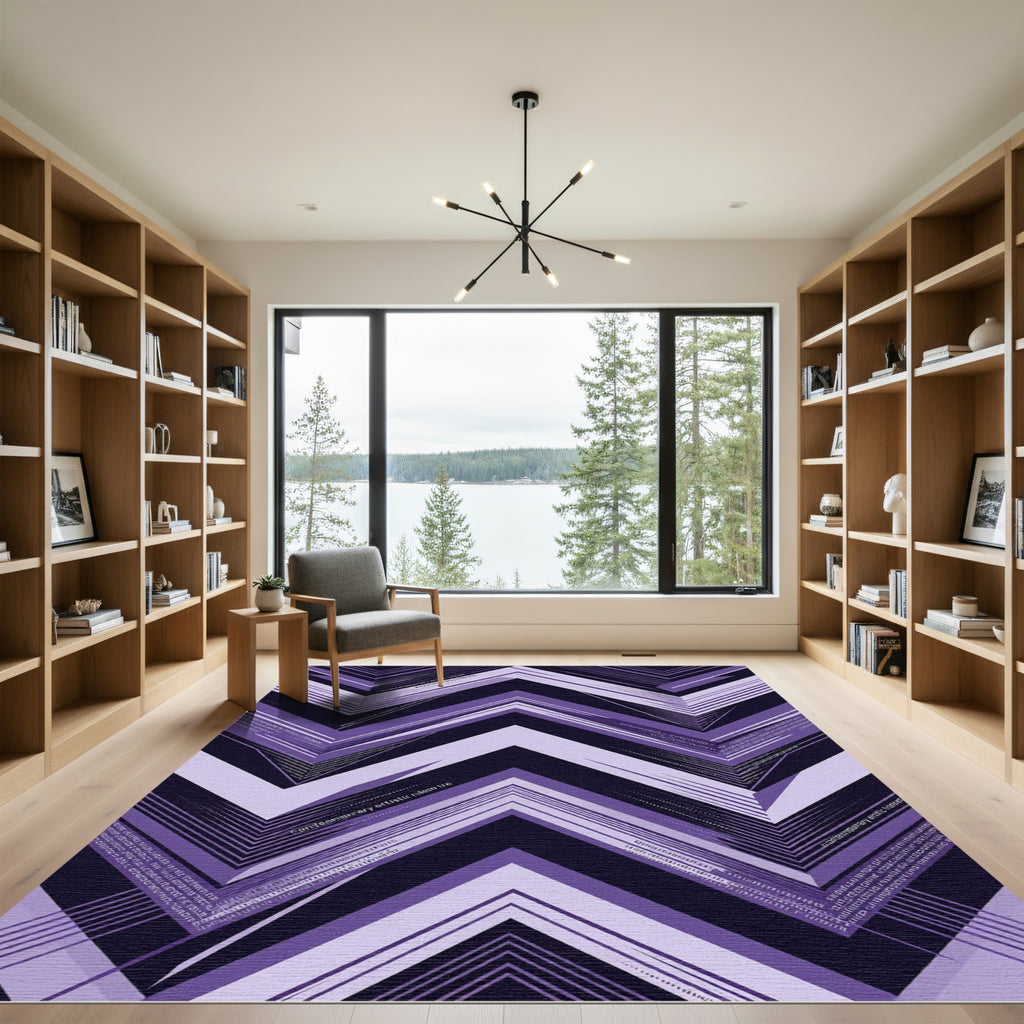 Purple Chevron Geometric Abstract Art Rug