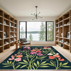Vibrant Pink Coral Sweet Pea Bloom Rug