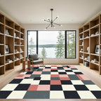 Modern Geometric Grid in Blush and Charcoal Rug