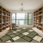 Olive Green Textured Diamond Mosaic Rug