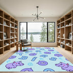 Purple Piglets Alphabet Blue Pastel Rug