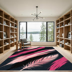 Pink Feather Abstract Brush Stroke Rug
