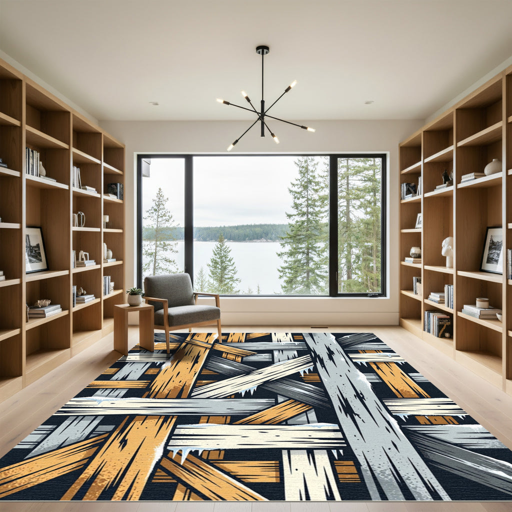 Woven Winter Wood Plank Texture Rug