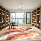 Earthy Watercolor Swirl Abstract Waves Rug