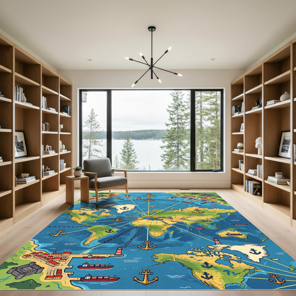 Global Maritime Anchors and Ports Rug