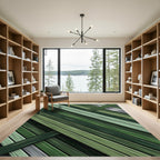 Geometric Forest Green Slatted Lines Rug