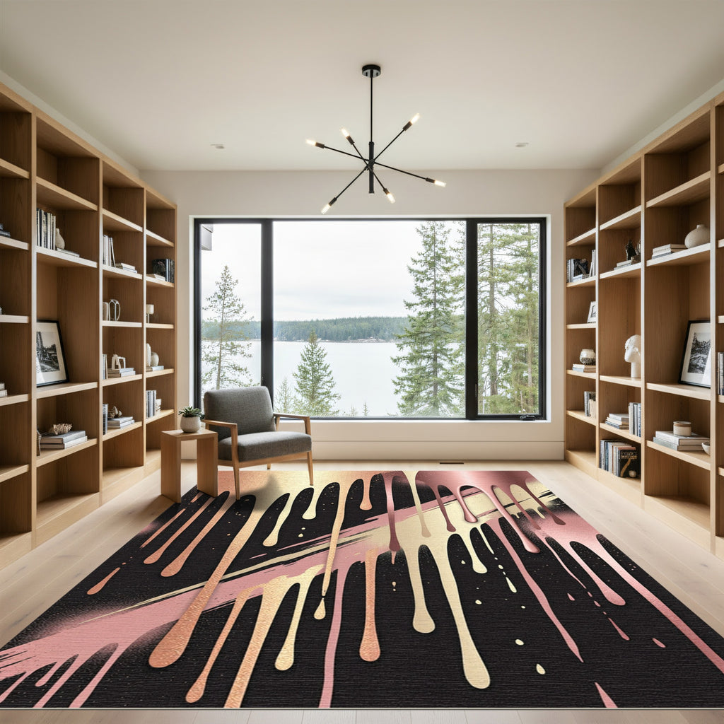 Rose Gold Drip Fluid Abstract Rug