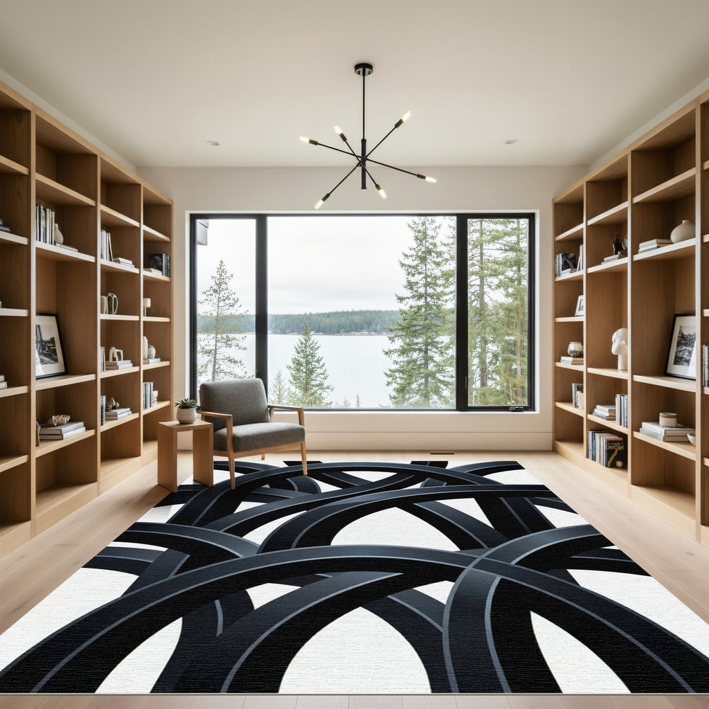 Dark Gray Interlaced Arch Rug