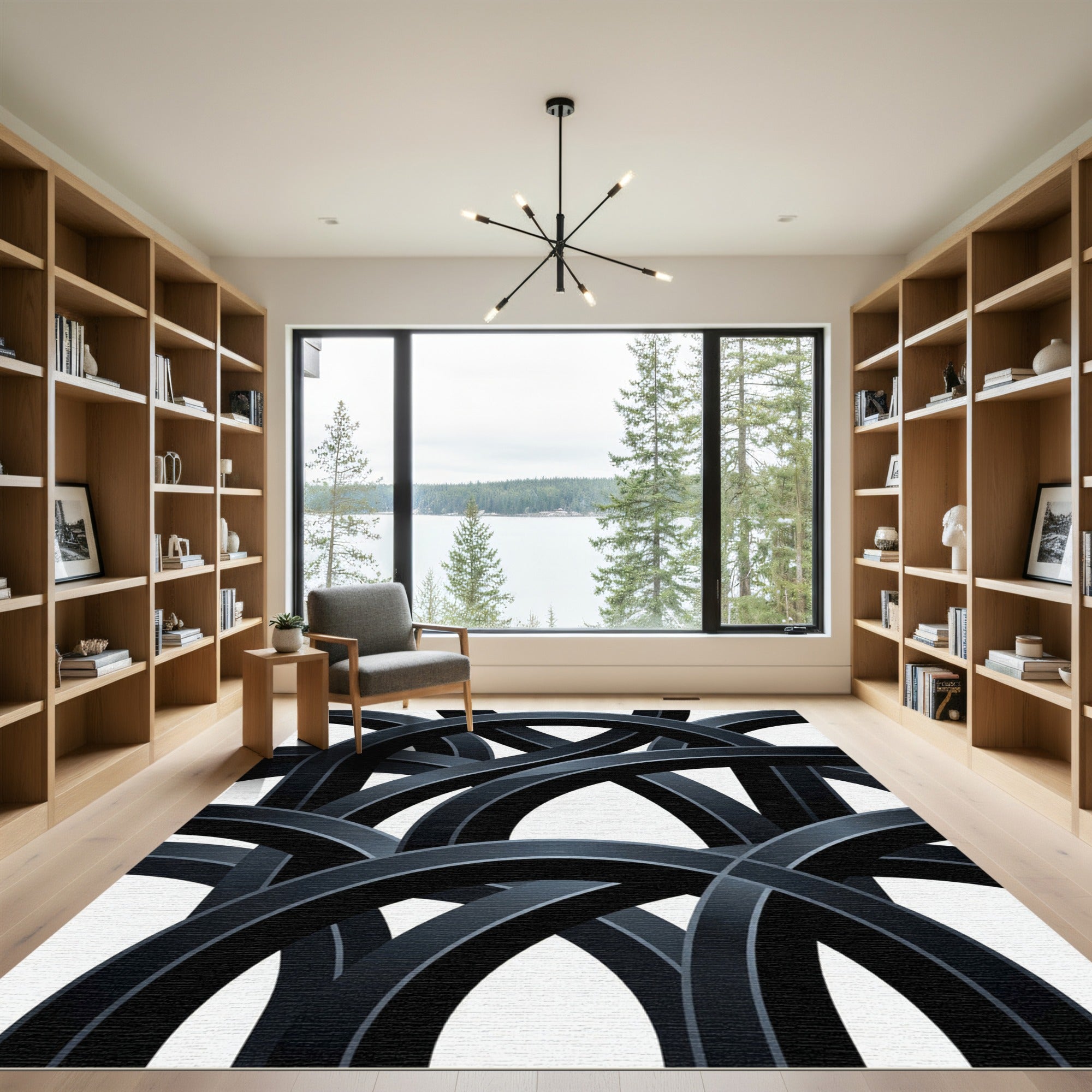 Dark Gray Interlaced Arch Rug