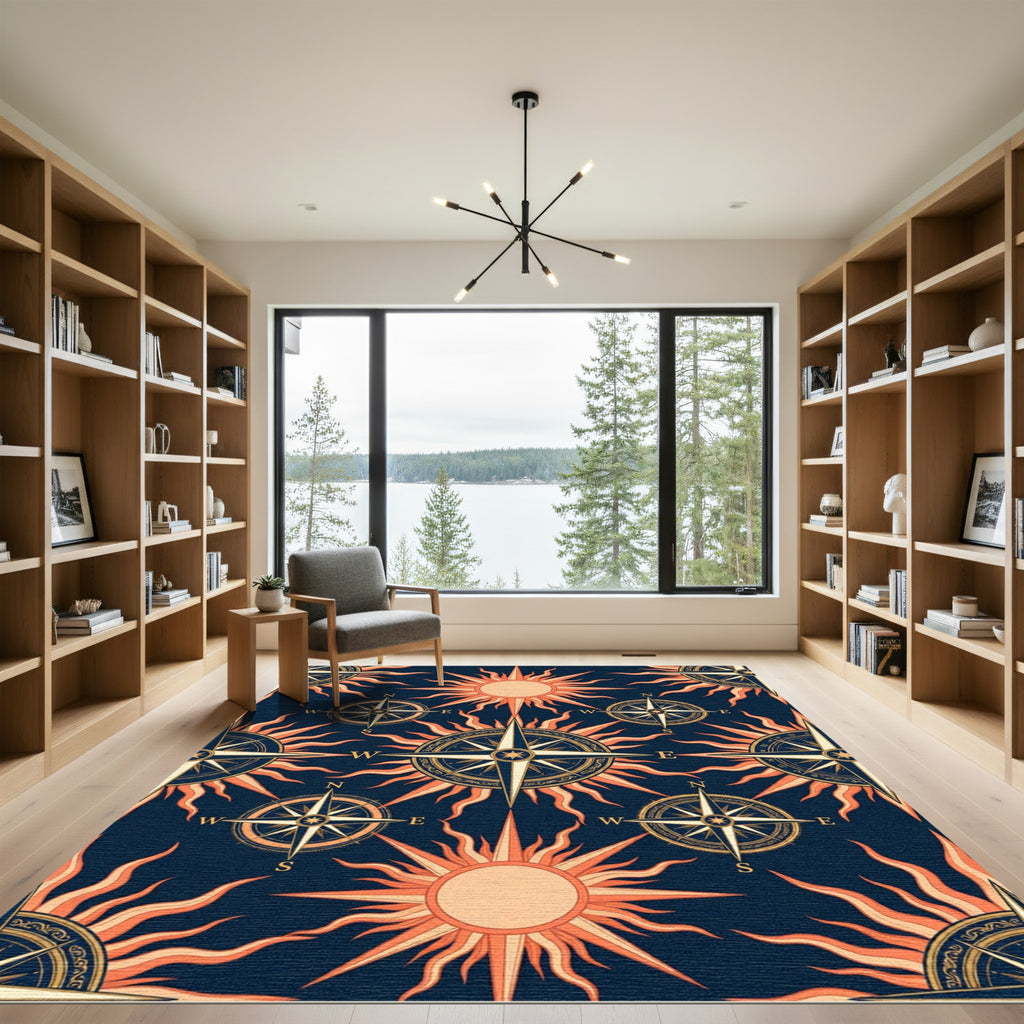 Nautical Sun Compass Mariner Rug