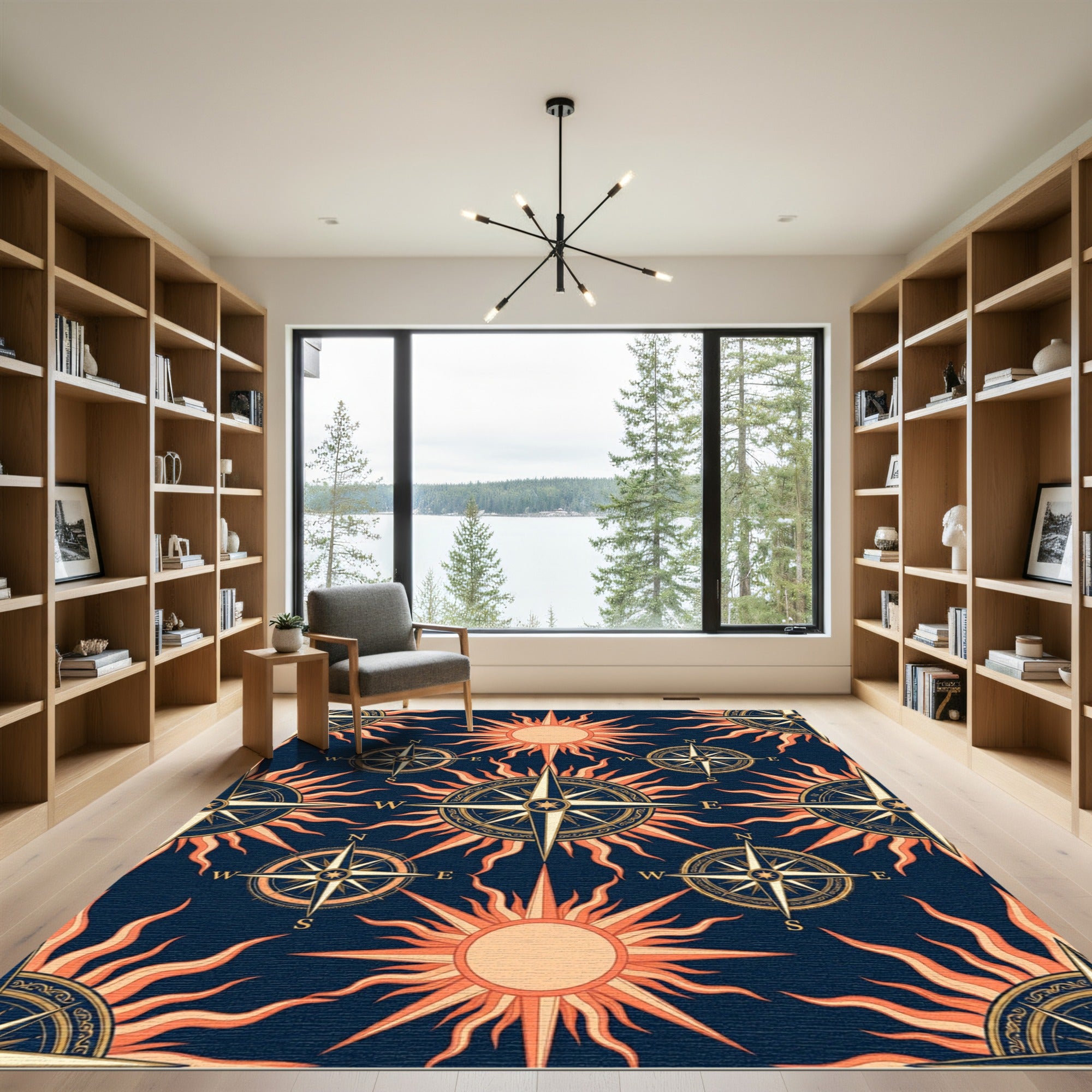 Nautical Sun Compass Mariner Rug