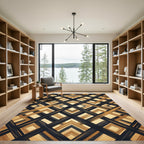 Black and Gold Intersecting Diamond Weave Rug