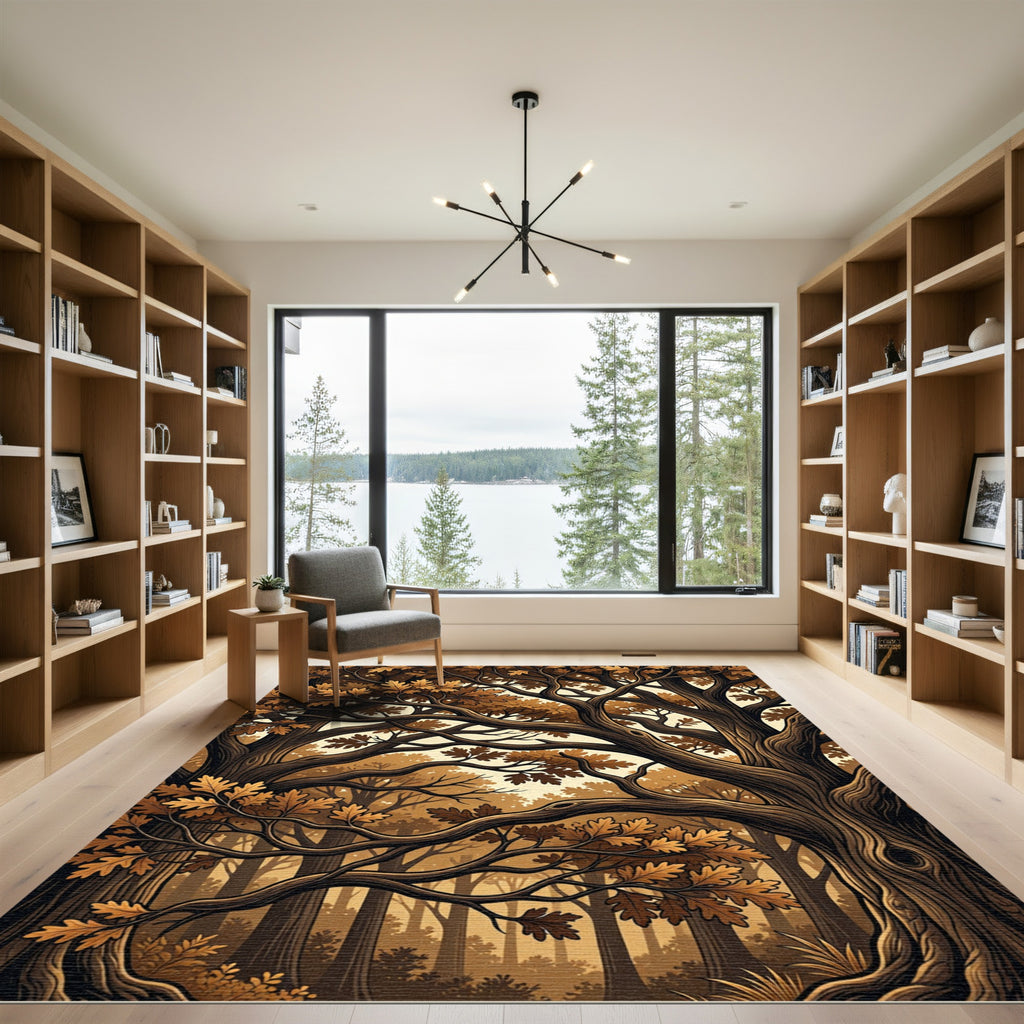 Autumnal Oak Forest Canopy Rug