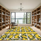 Bright Sunny Lemon Vine Garden Fence Rug