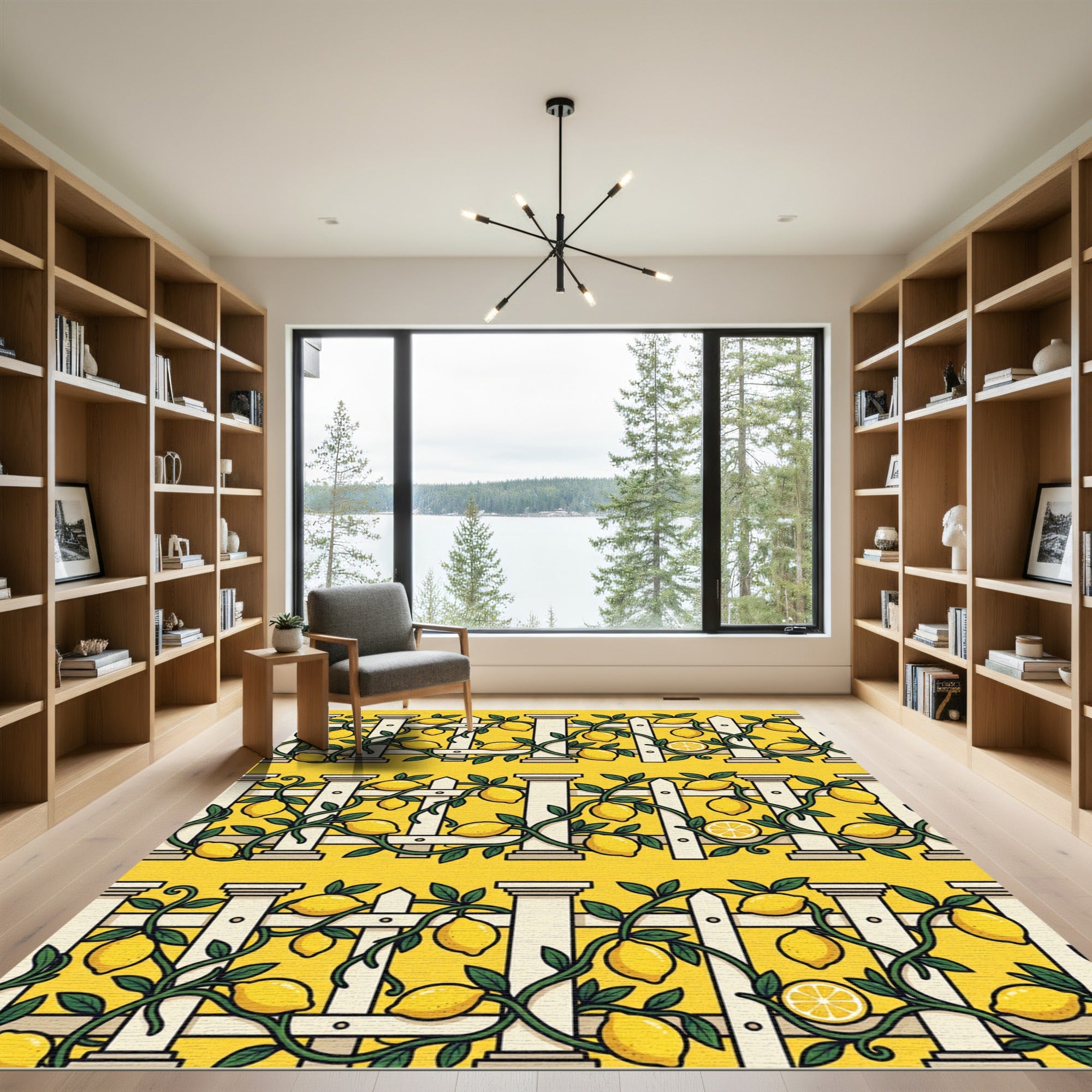 Bright Sunny Lemon Vine Garden Fence Rug
