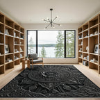 Ethereal Black Rose Mandala Rug