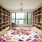 Crimson Coral Geometric Fragment Cluster Rug