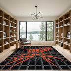 Bold Orange Abstract Grid Cross Rug