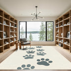 Minimalist Slate Gray Paw Footprint Rug
