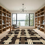 Woven Ochre Chocolate Grid Texture Rug
