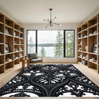 Black Gothic Arch Staircase Medallion Rug