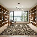 Intricate Woven Lattice Natural Wood Cream Rug